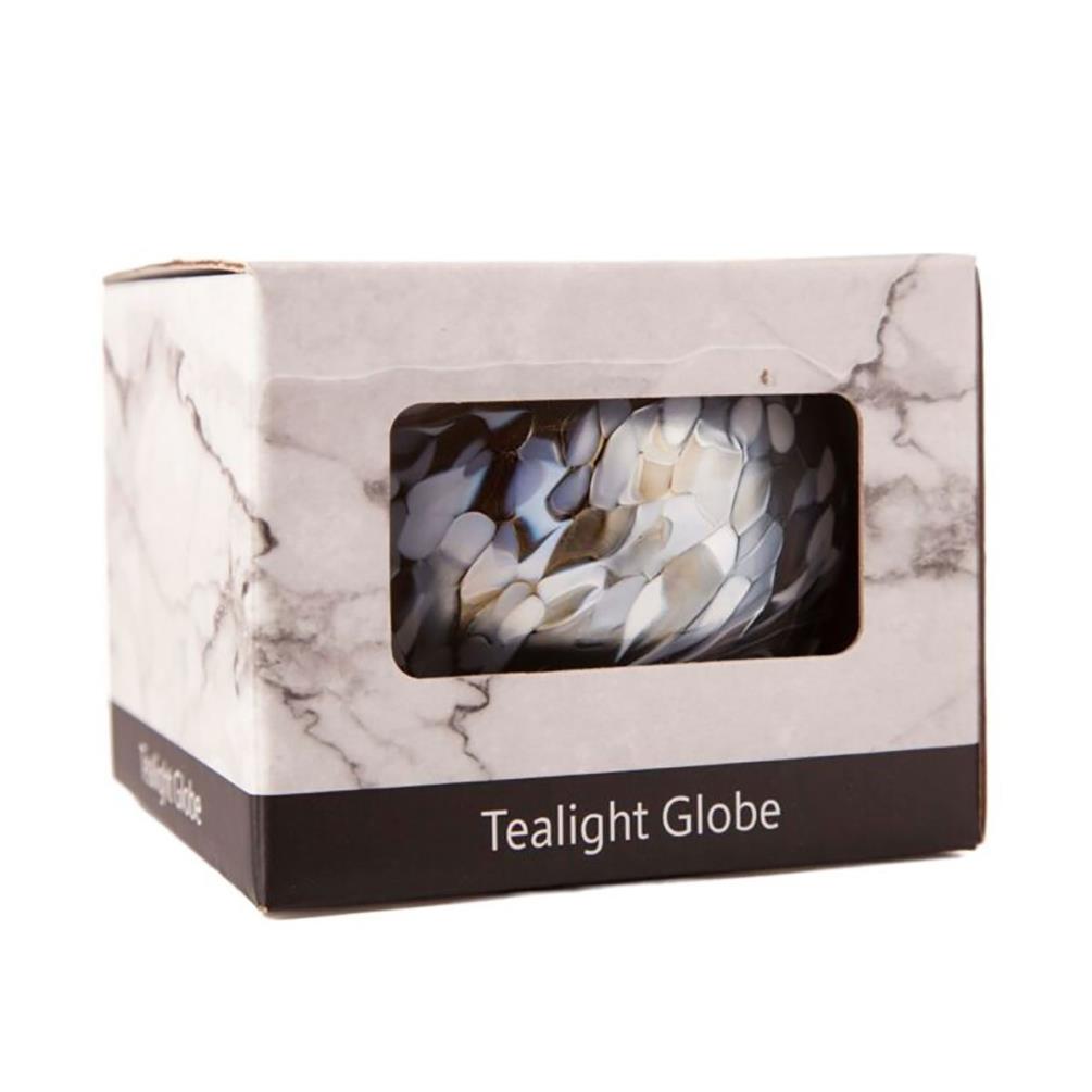 Amelia Art Glass Silver & White Round Tealight Holder Extra Image 1
